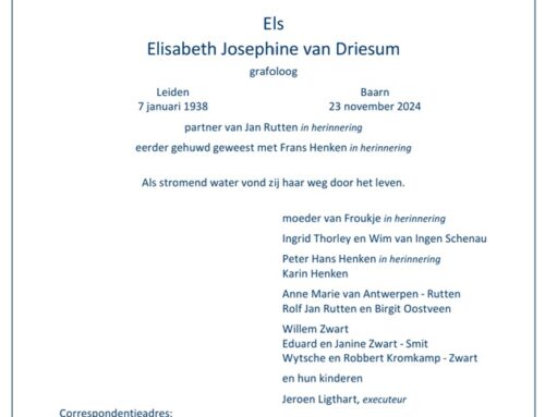 In memoriam Els van Driesum